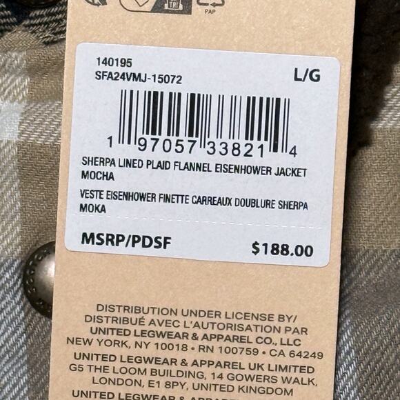 Scotch & Soda Sherpa Lined Plaid Flannel Eisenhower Jacket Mocha Mens L NWT - Picture 8 of 10